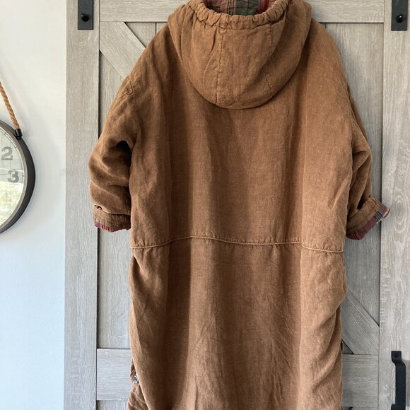 Unique-100% Linen Cotton Quilted Coat, One Size (loose fit), Photo Colors - Picture 9 of 13